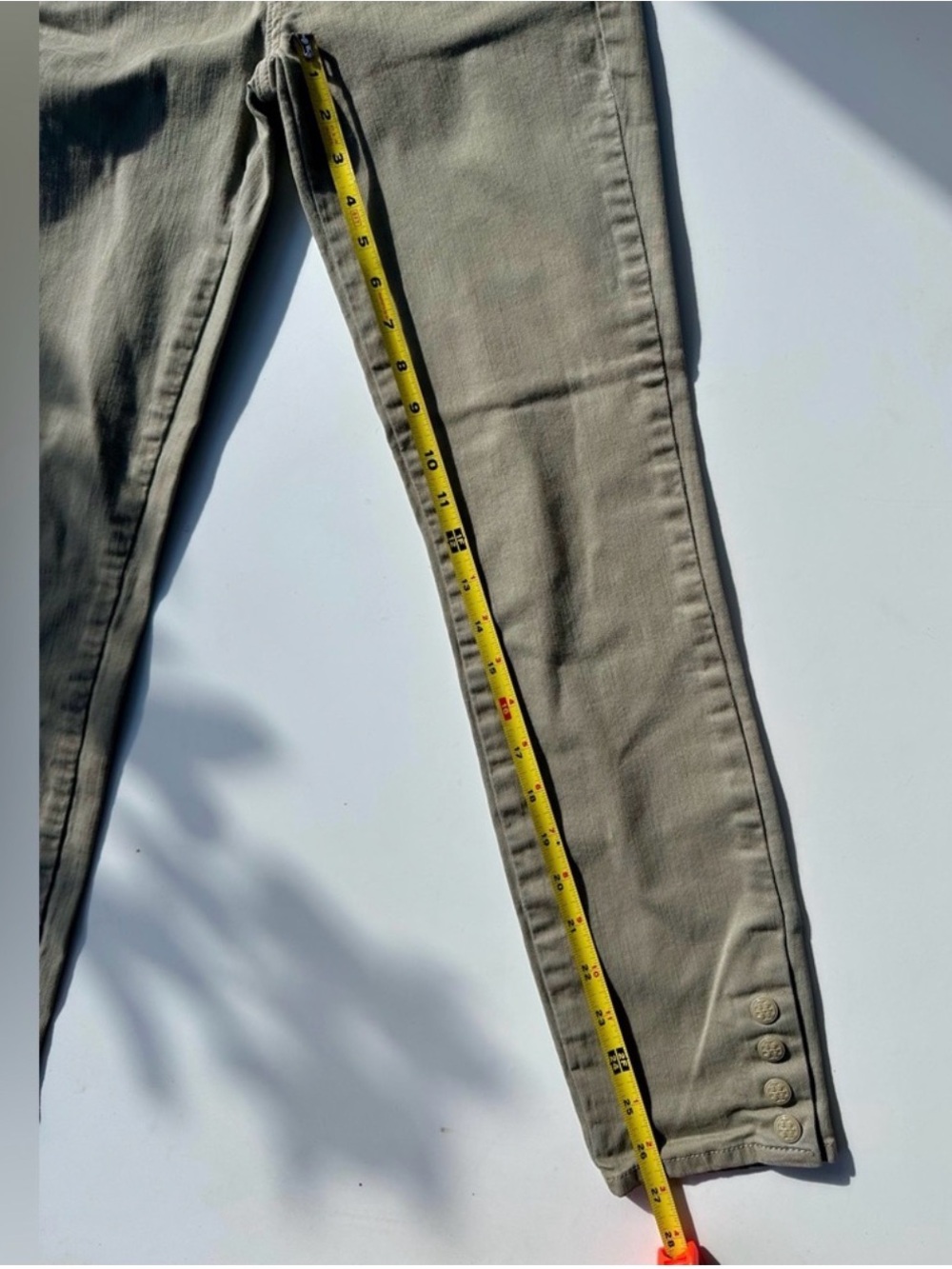 Tory Burch Emmy Stretch Skinny Olive Tan Women's Ankle Snap Pants Jeans, 26 - Picture 6 of 6
